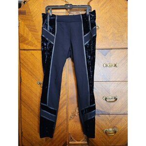 Bisou Bisou Tuxedo Crushed Velvet Leg Size Large Pull On Stretch Pants